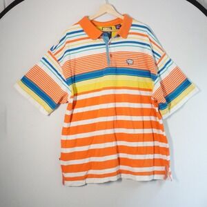 Mecca Y2K Striped Polo Shirt Short Sleeve Colorful Cotton Casual Top 2XL Street